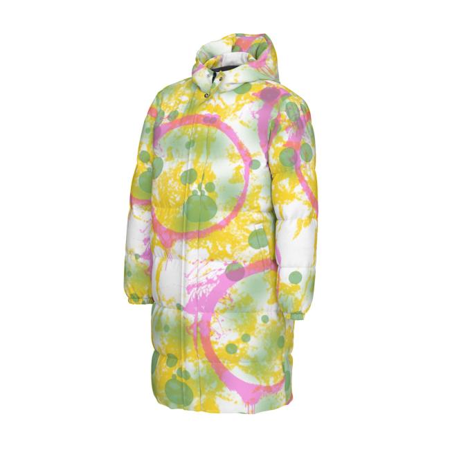 Preview: Warme Wintermantel mit Hundemotiv Tyson– Popart Hundemotiv, 90% Daunen, 10% Federn, bunt, stylisch, AmStaff, Staff, Staffordshire, Pitbull, Pit, Soka, XXL Bully, Größe XS- 4XL